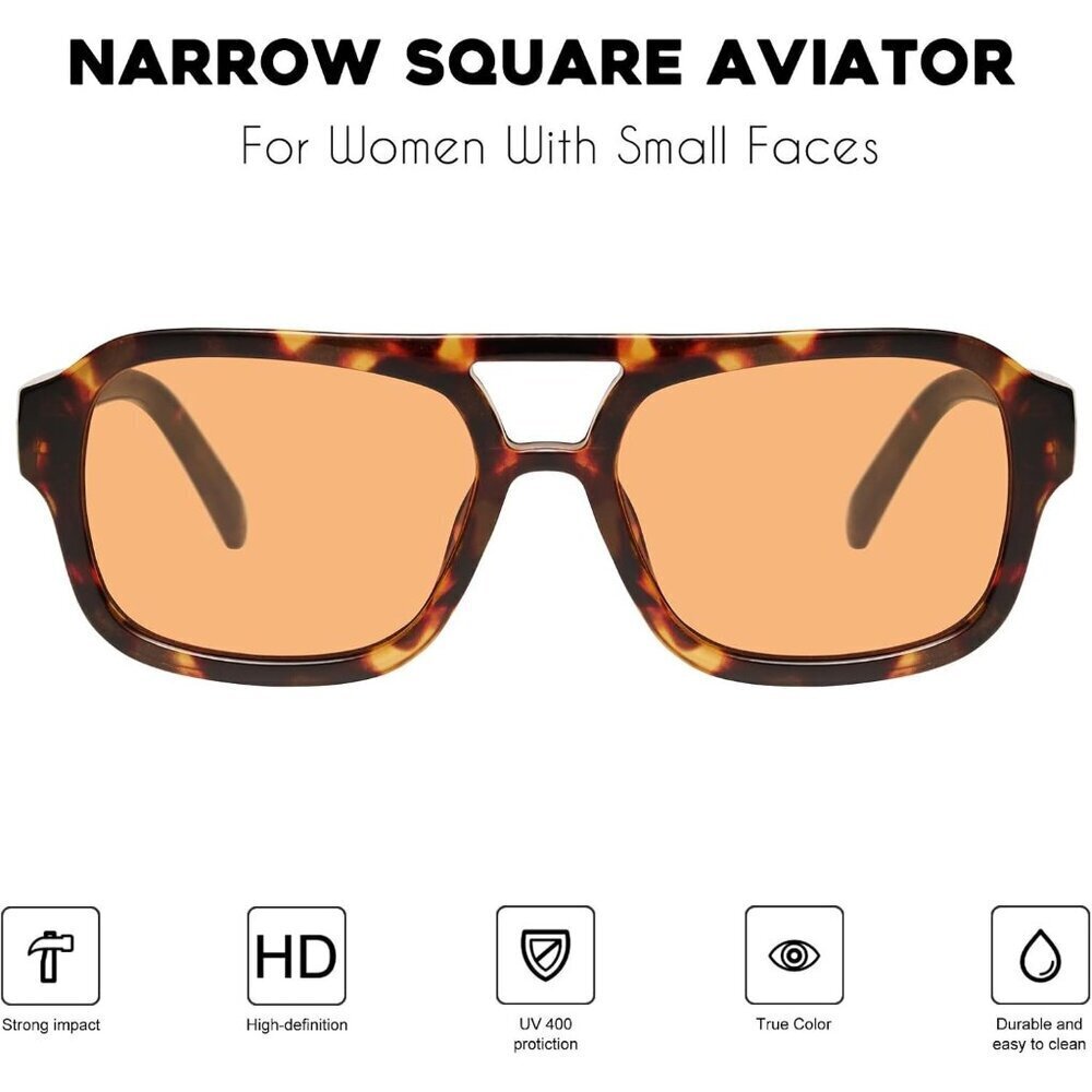 Small Aviator Sunglasses Women Narrow Face Fashion UV 400 Protection - Picture 2 of 6